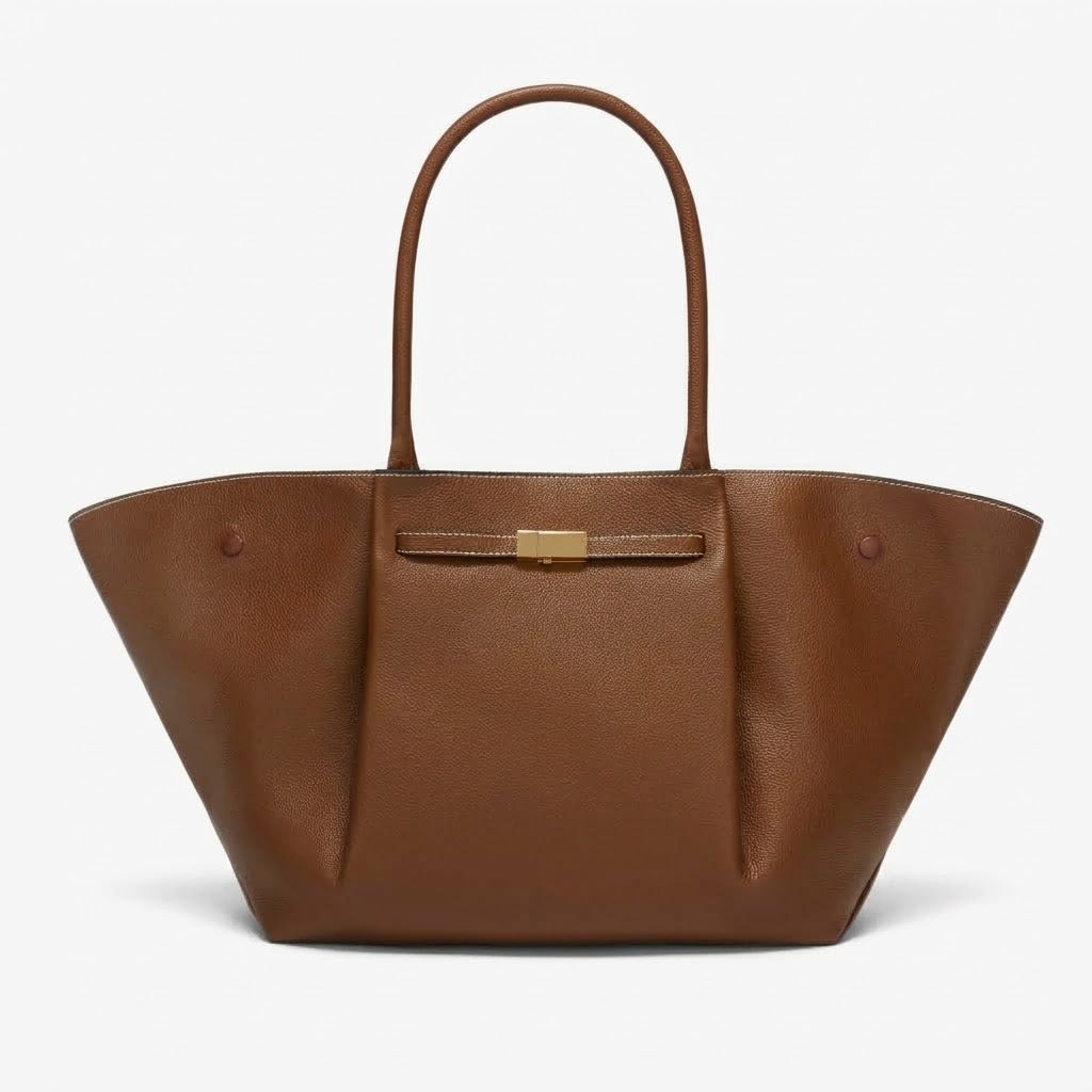 Brown Manhattan Tote Maxi with dual top handles, front view
