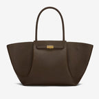Mocha Manhattan Tote Maxi with dual top handles, front view