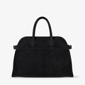 Margaux Suede Carryall Bag in Black - Front View