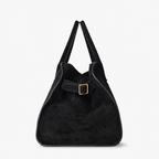 Margaux Suede Carryall Bag Black Angled View