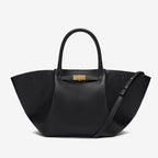 Black Manhattan Tote Midi with detachable shoulder strap, front view