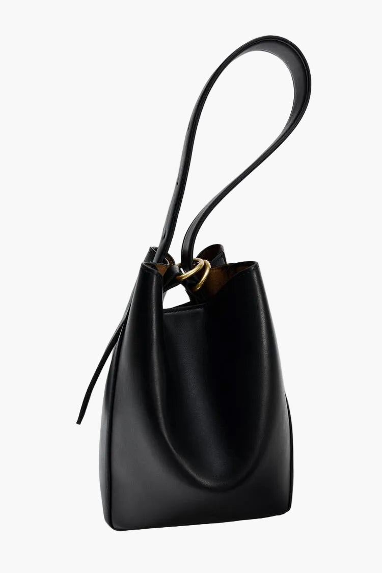 black bucket bag long strap crossbody women convertible