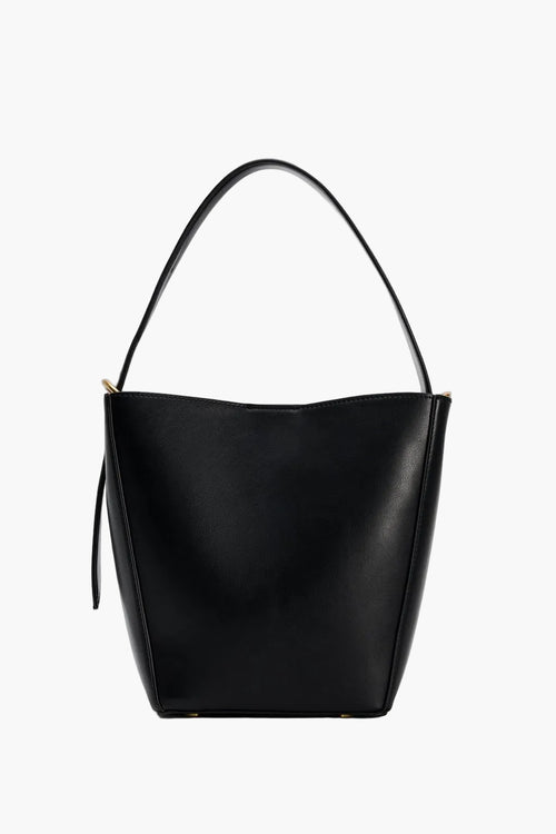 structured black bucket bag women top handle elegant convertible
