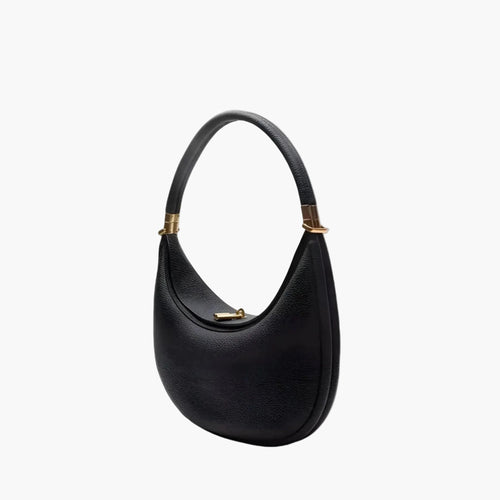 crescent shoulder bag black women elegant gold hardware