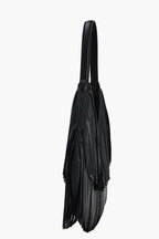 fringe tote bag side view black women shoulder