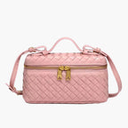 woven mini crossbody bag pink rose women gold zip feminine elegant