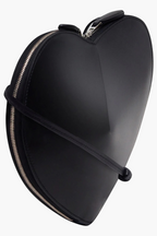 heart shaped bag black side view women structured elegant