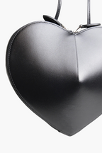 heart shaped bag black top view women structured
