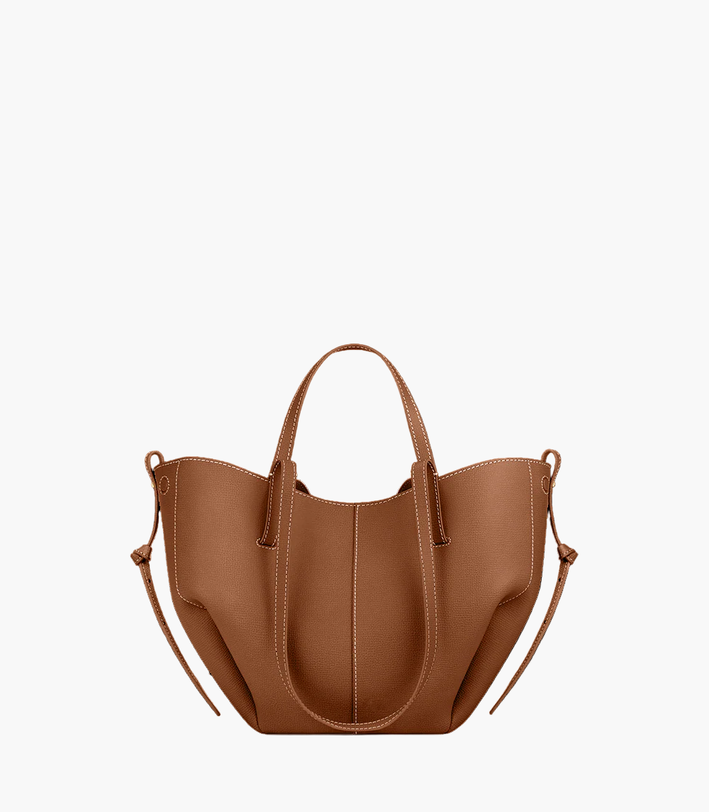winged tote bag brown small women sculptural grain elegant
