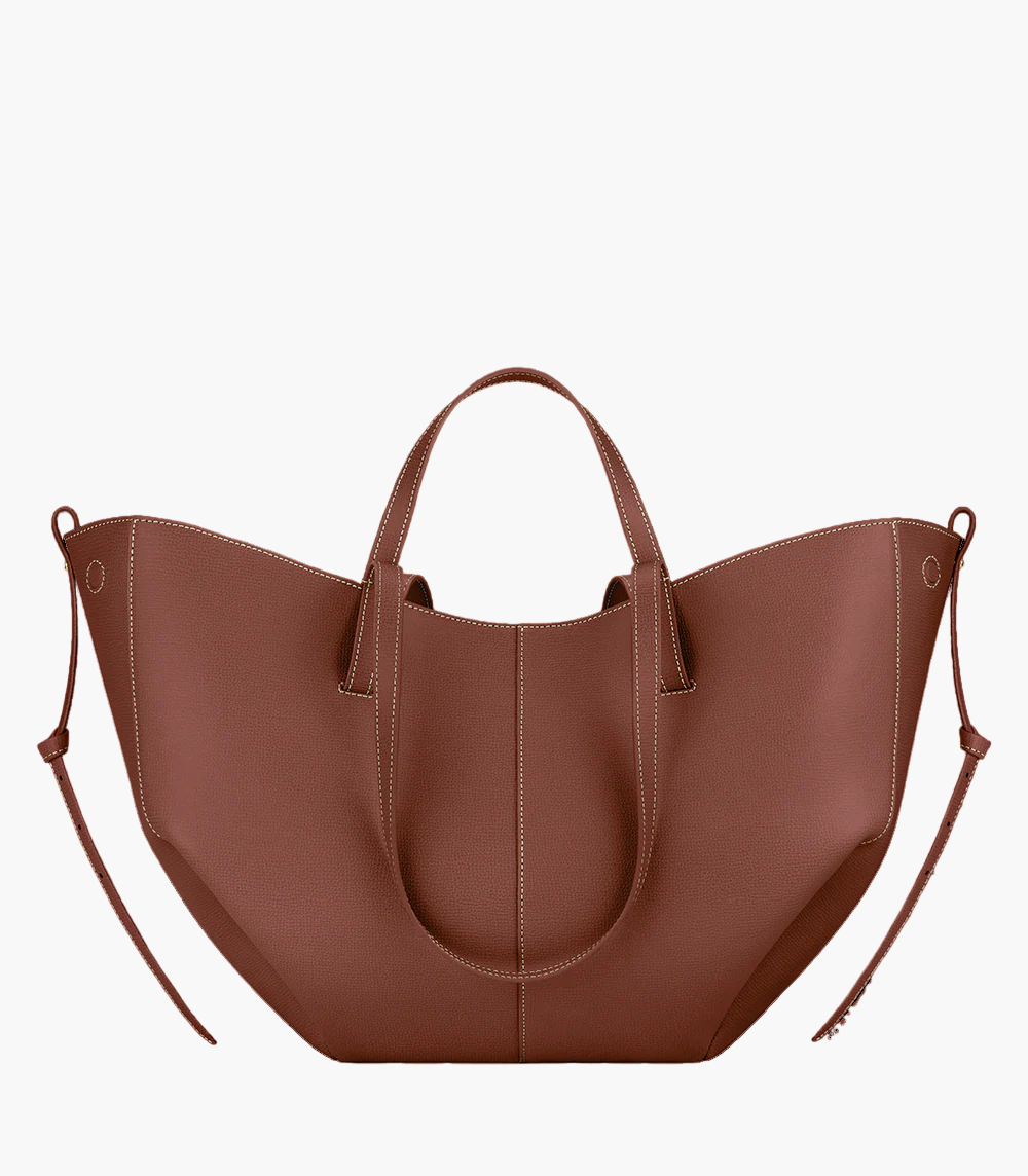 winged tote bag cognac medium women structured warm tone