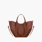 winged tote bag cognac small women warm grain sculptural