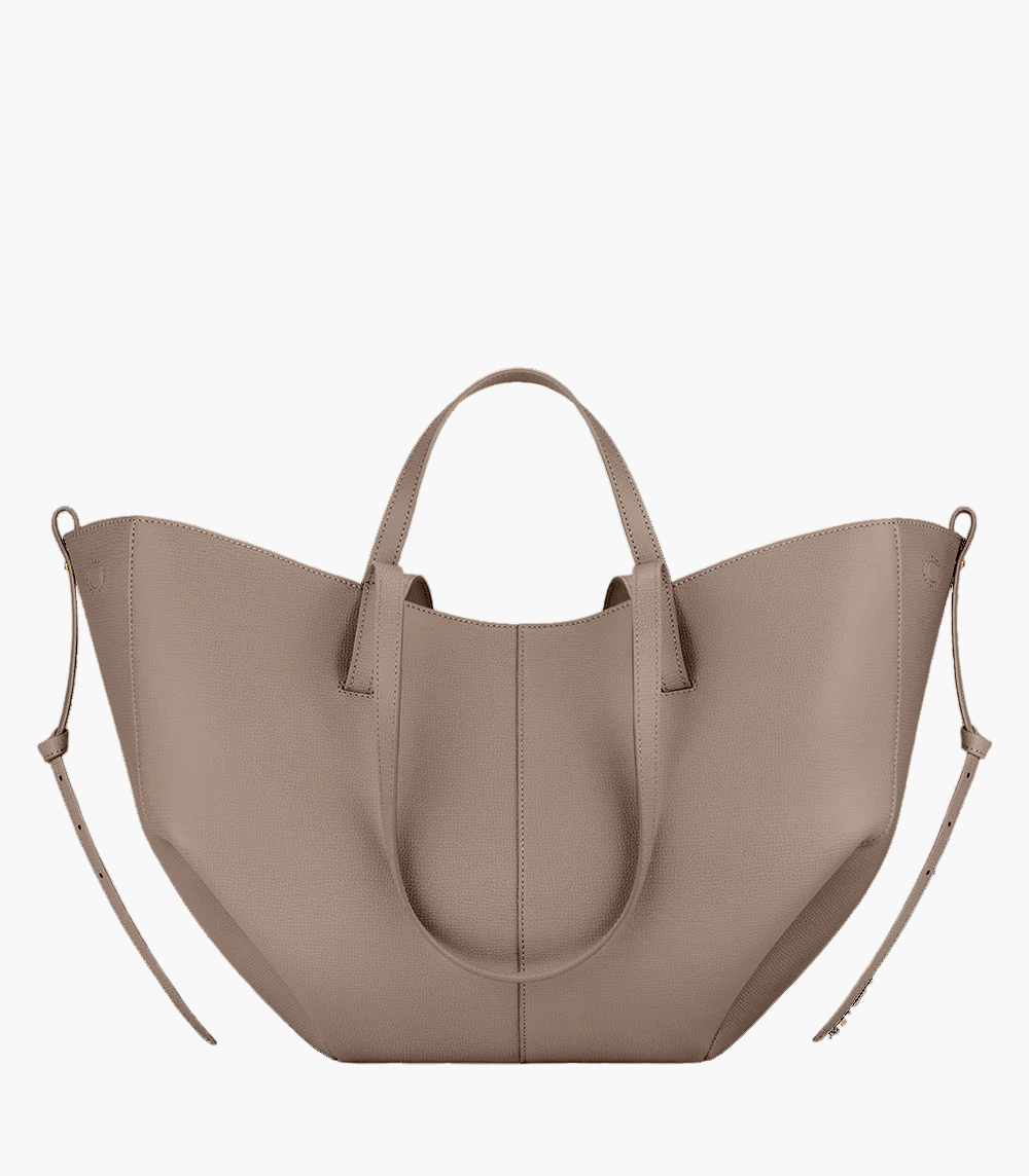 winged tote bag taupe medium women everyday grain elegant