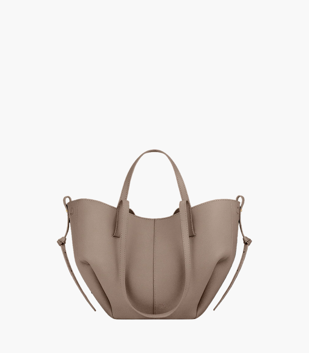 winged tote bag taupe small women sculptural neutral