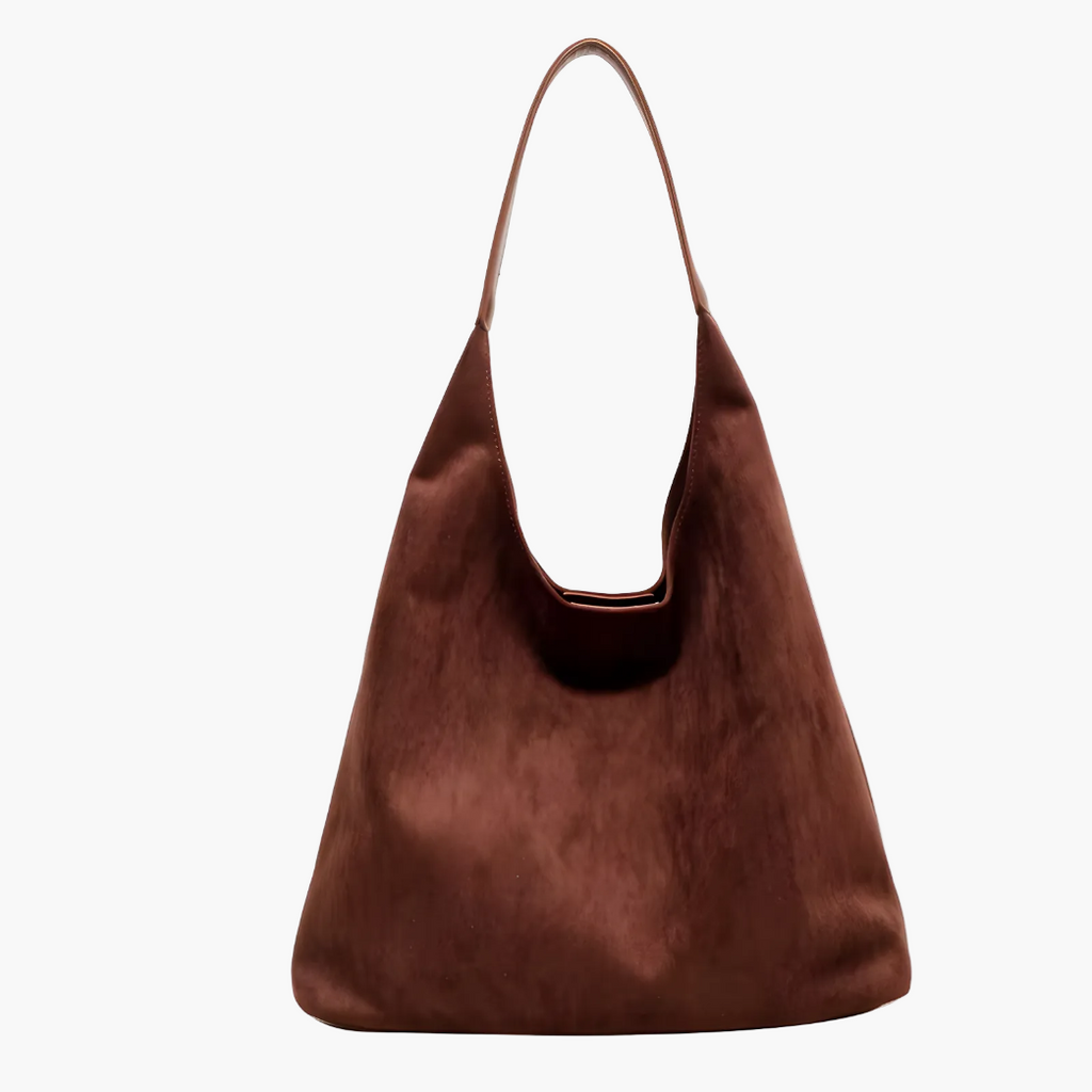 suede hobo tote bag chestnut brown women unstructured everyday