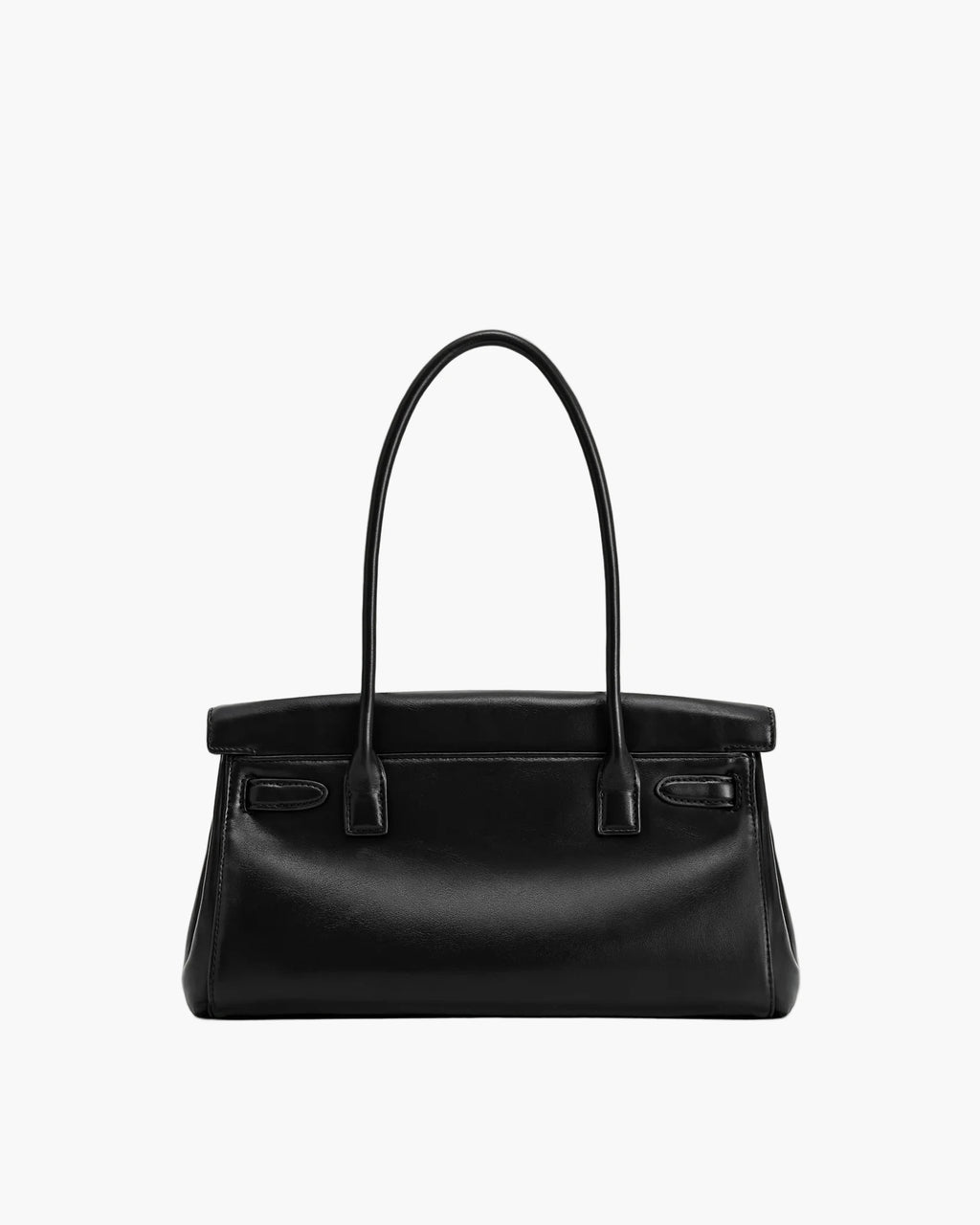 structured shoulder bag black back view women everyday