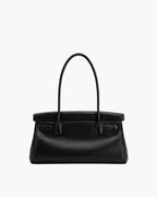 structured shoulder bag black back view women everyday