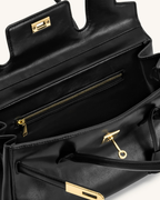 structured shoulder bag black interior women spacious