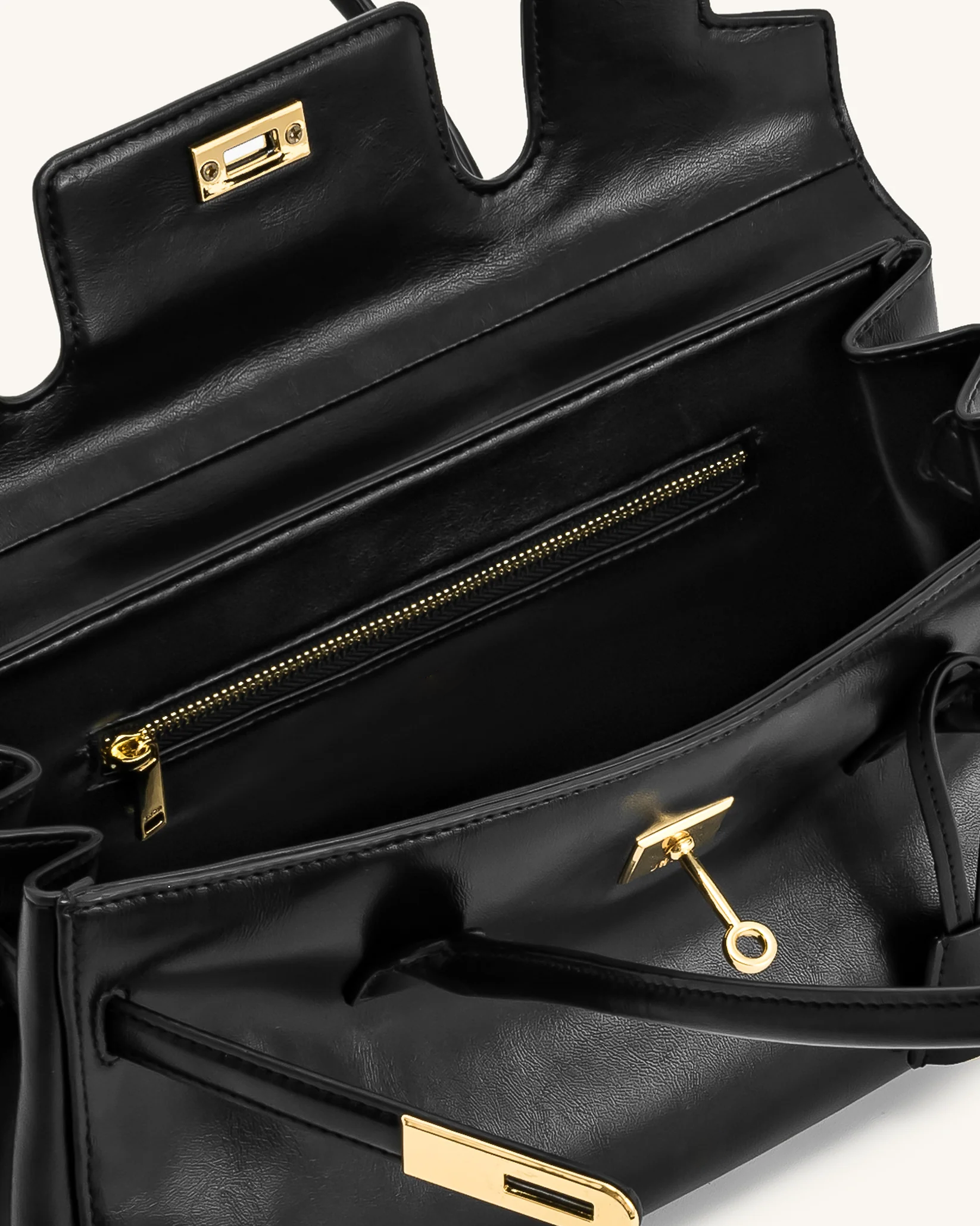 structured shoulder bag black interior women spacious
