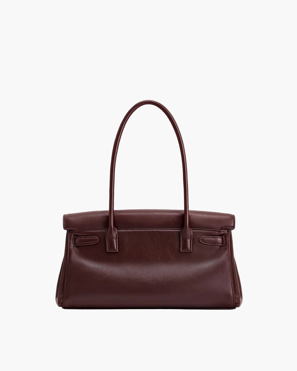 structured shoulder bag burgundy back view women everyday