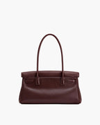 structured shoulder bag burgundy back view women everyday