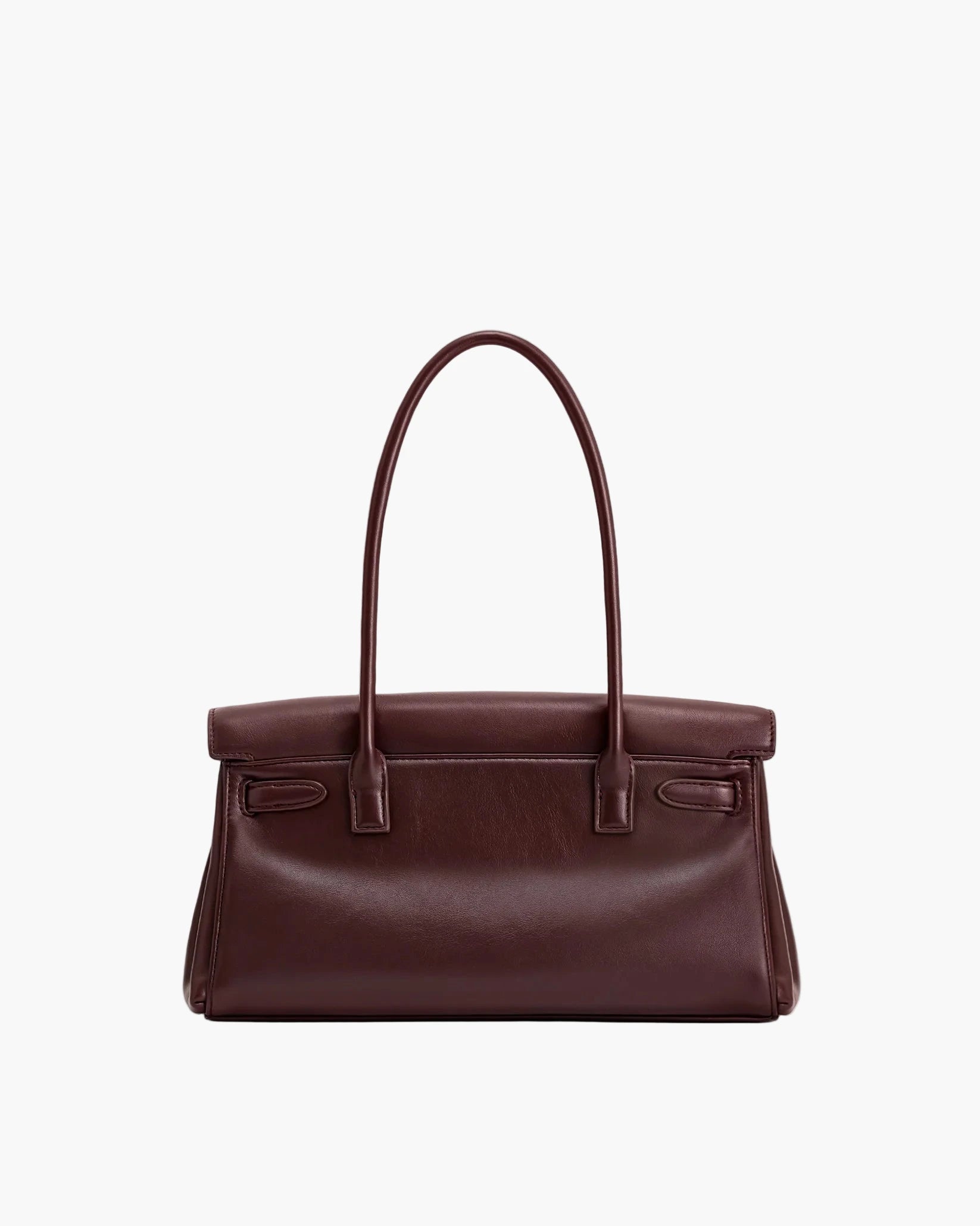 structured shoulder bag burgundy back view women everyday