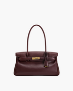 structured shoulder bag burgundy women gold hardware elegant
