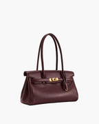structured shoulder bag burgundy side view women elegant