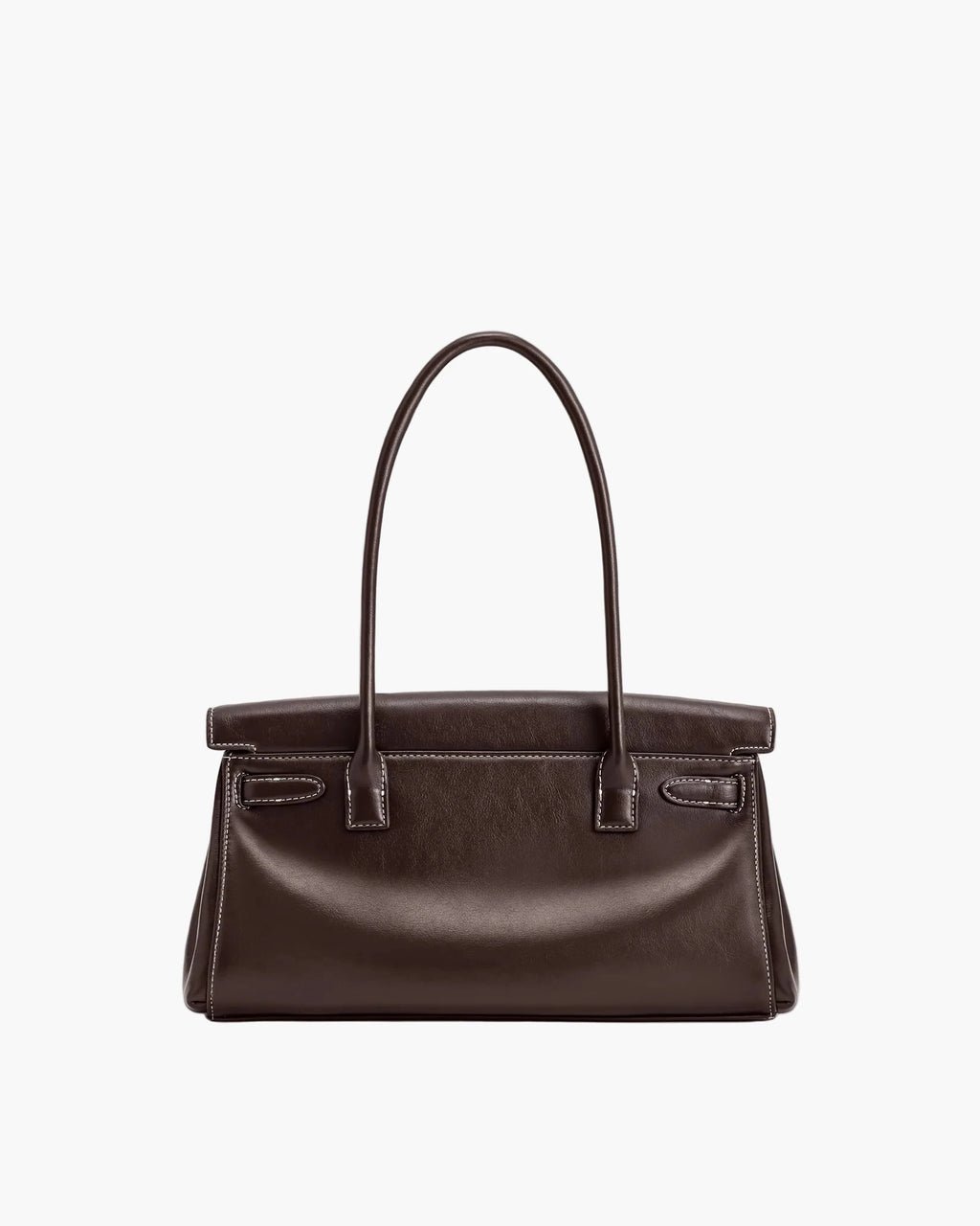 structured shoulder bag dark brown back view women everyday