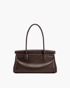 structured shoulder bag dark brown back view women everyday