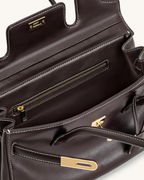 structured shoulder bag dark brown interior women spacious
