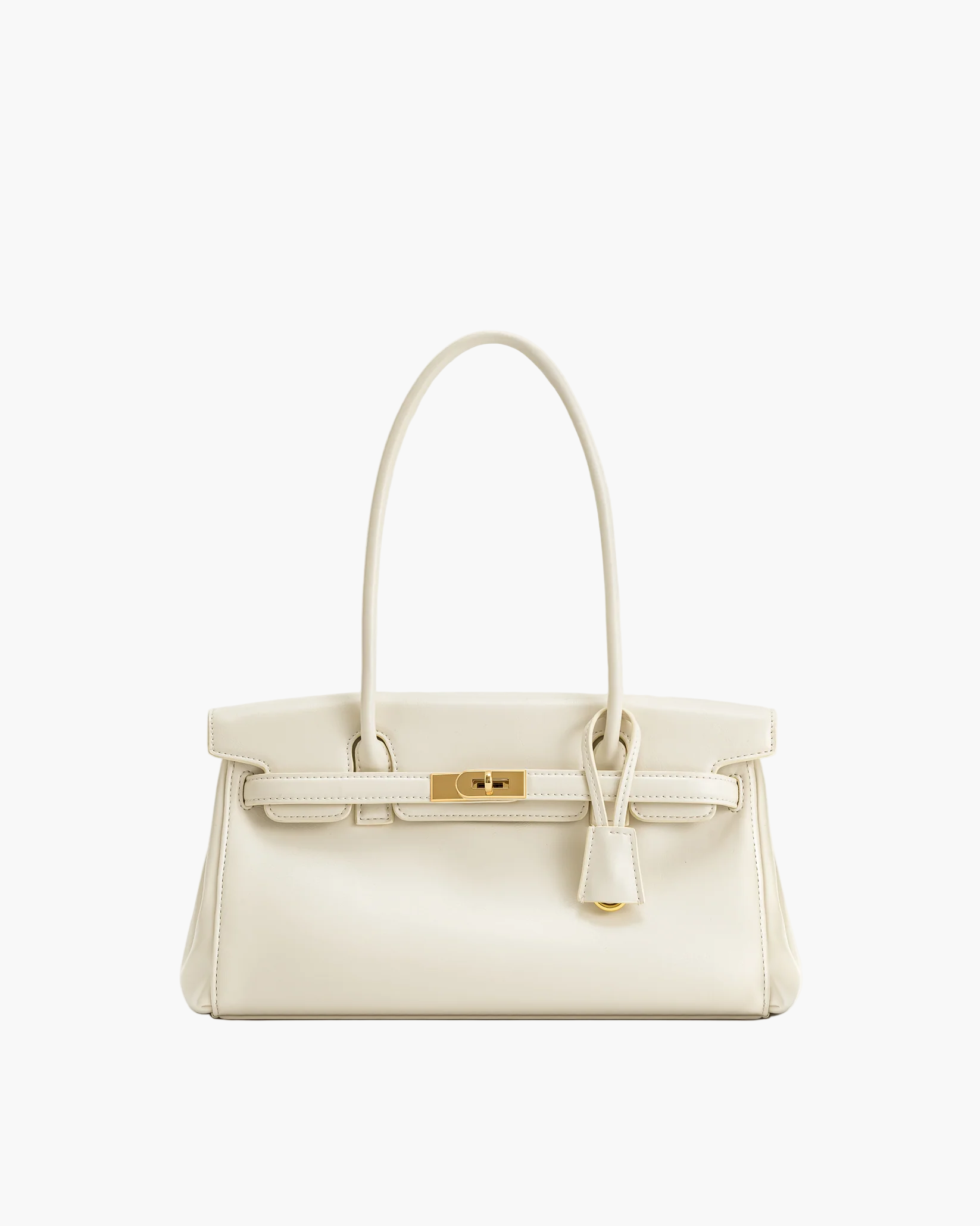 structured shoulder bag vanilla cream women gold hardware elegant