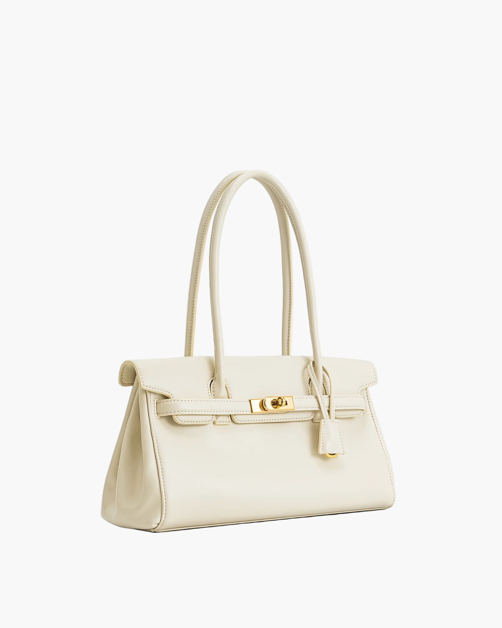 structured shoulder bag vanilla cream side view women
