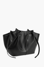 Gina black large carryall tote bag back view with long shoulder straps and spacious silhouette