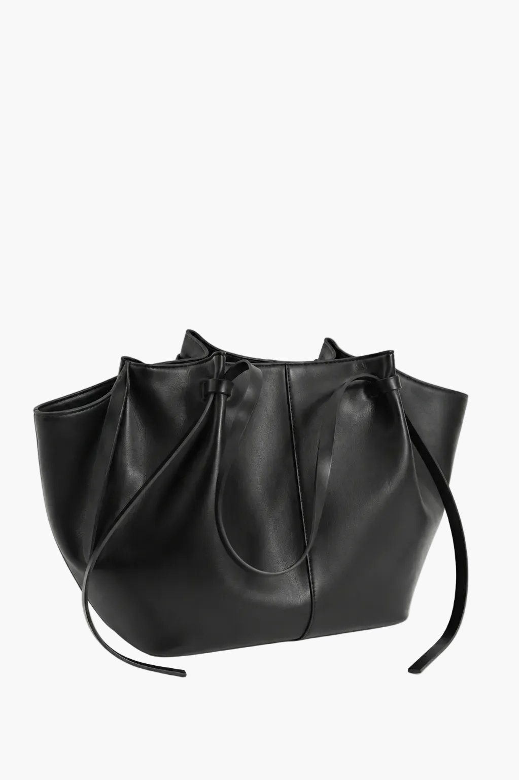 Gina black large carryall tote bag back view with long shoulder straps and spacious silhouette
