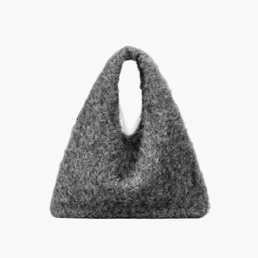 fuzzy tote bag grey women everyday soft fluffy