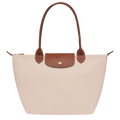 Pliage Medium Tote Bag in Paper with contrasting brown shoulder handles and gold-tone hardware