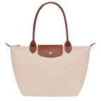 Pliage Medium Tote Bag in Paper with contrasting brown shoulder handles and gold-tone hardware