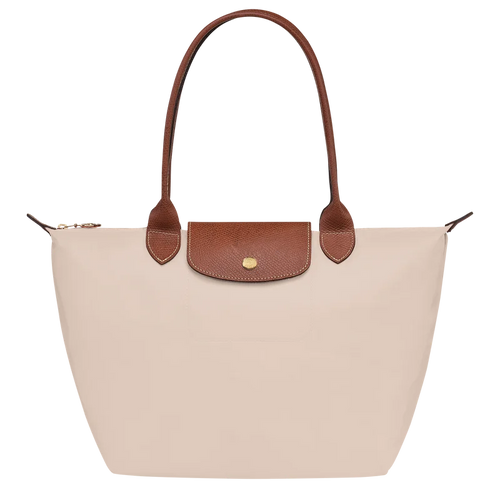 Pliage Medium Tote Bag in Paper with contrasting brown shoulder handles and gold-tone hardware