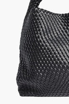 black woven tote bag texture detail - black - tote bag