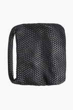 black woven tote bag flat lay top view - black - tote bag