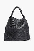 large black woven tote bag women - black - tote bag