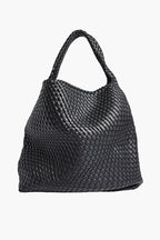 large black woven tote bag women - black - tote bag