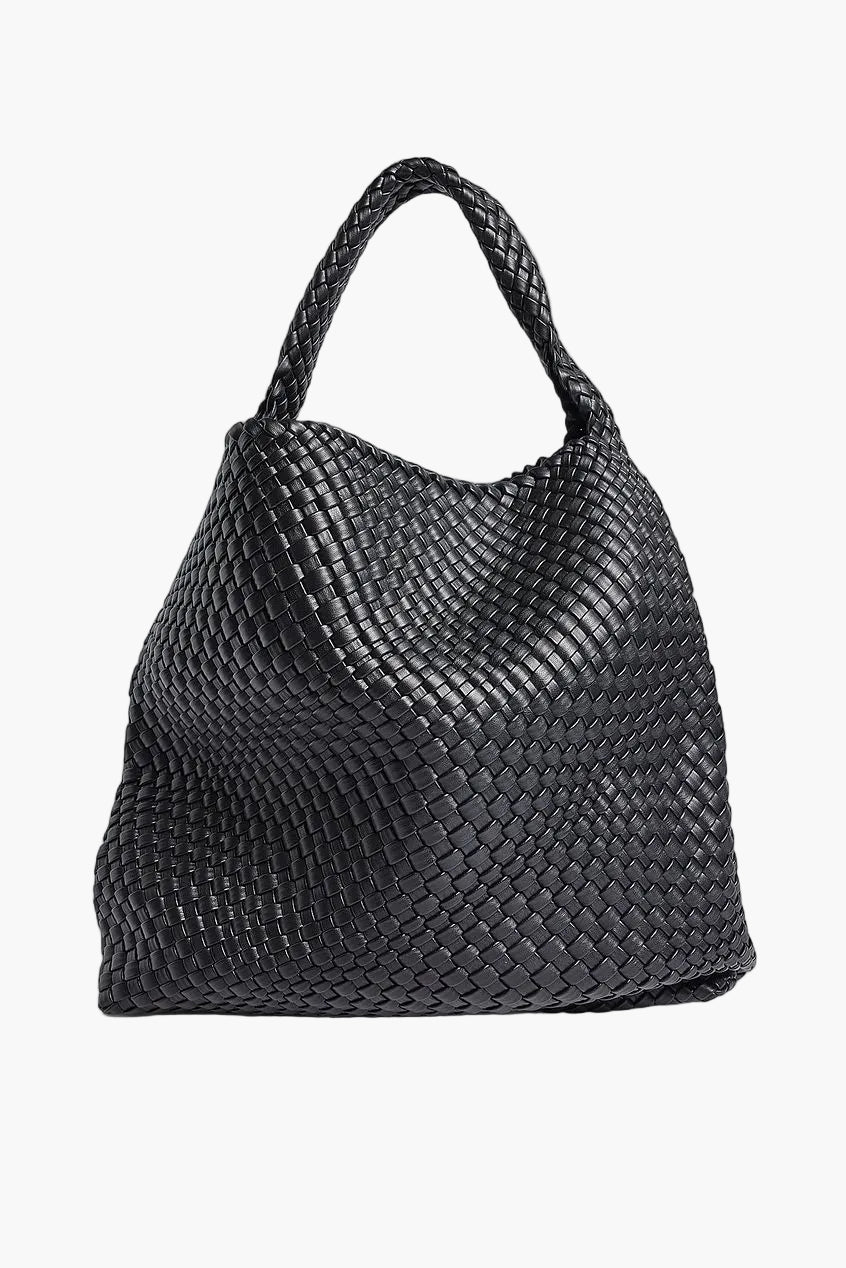 large black woven tote bag women - black - tote bag