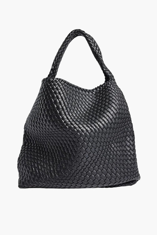large black woven tote bag women - black - tote bag