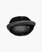 black woven tote bag interior lining open view - black - tote bag