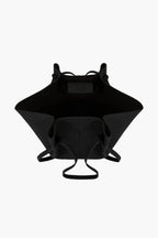 knotted tote bag black open interior women spacious laptop bag