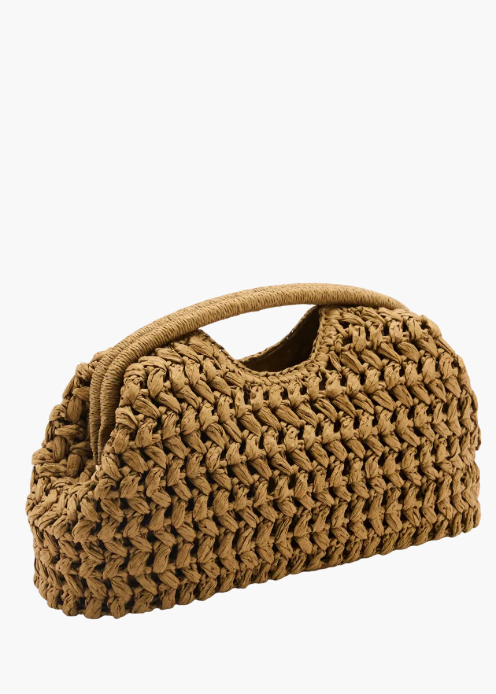 natural tan crochet clutch bag side angle view - tan - clutch bag