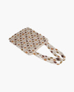 cream macrame stone bead tote bag flatlay top view - cream - tote bag