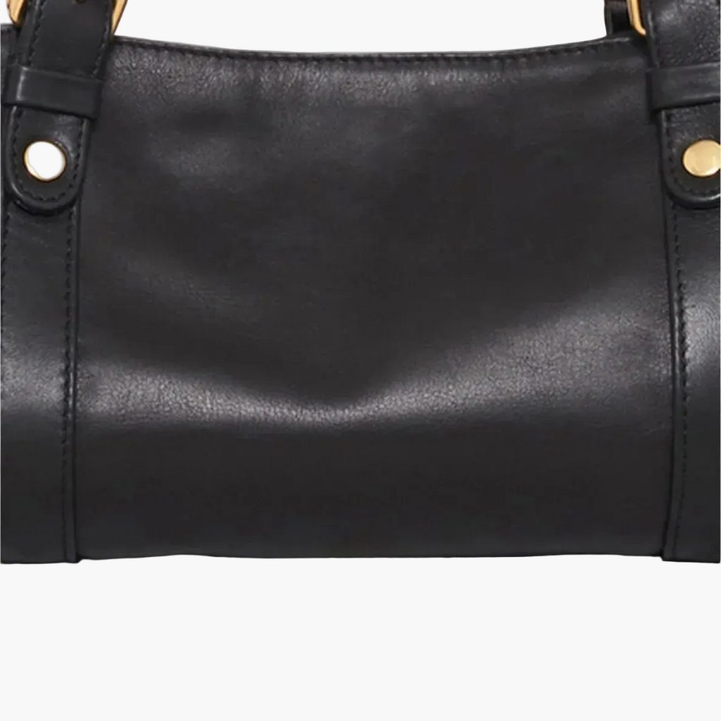 black slouch bag back view women gold hardware elegant