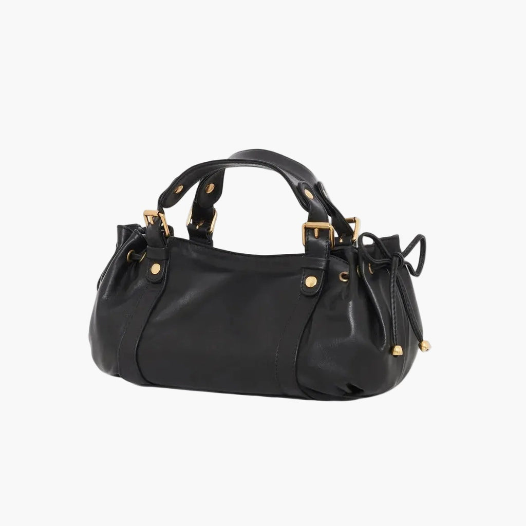 black slouch bag women gold hardware compact elegant everyday